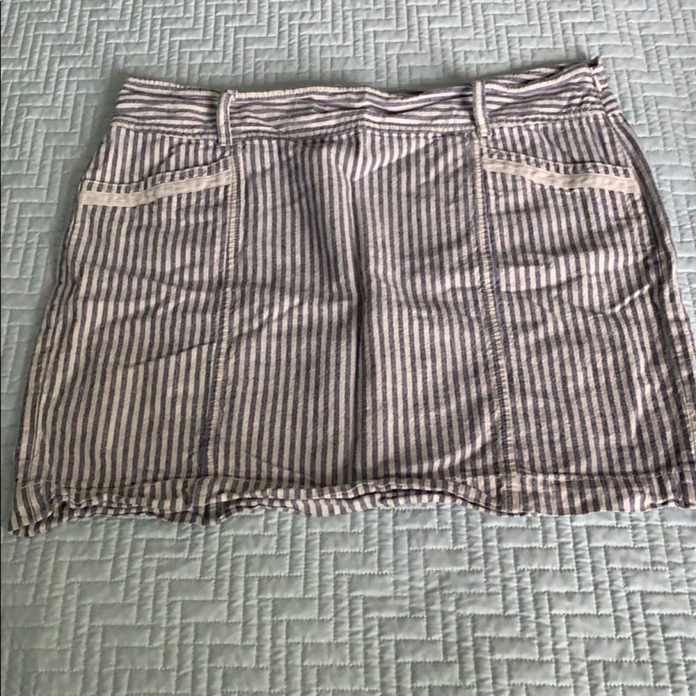 Blue & White Striped Skirt with Pockets